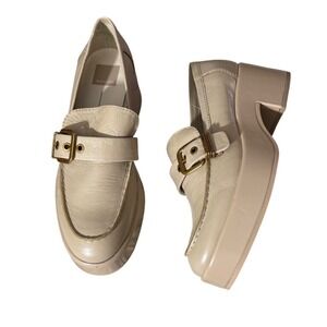 Dolce Vita Yonder Loafers Sesame Crinkle Chunky Platform Leather sz 8.5